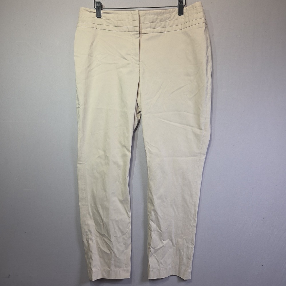 Rafaella Women's Ivory Ankle Pants Size 12 Stretch Career Office Flat Front